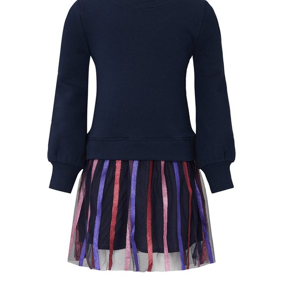 Crewcuts by J.Crew Kids Striped Tulle Mixy Dress in Blue - Picture 2 of 2